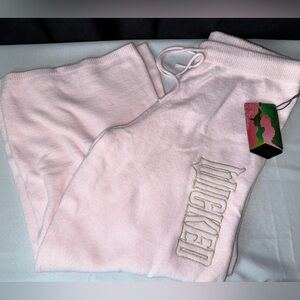 Wicked Wide Leg, Draw String Sweatpants With Embroidery- Size M - NWT